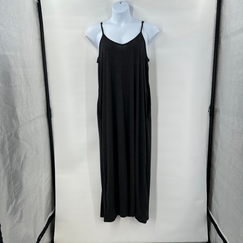 Three Bird Nest Charcoal Gray Maxi Dress XL Spaghetti Strap Flowy‎ Boho Lounge